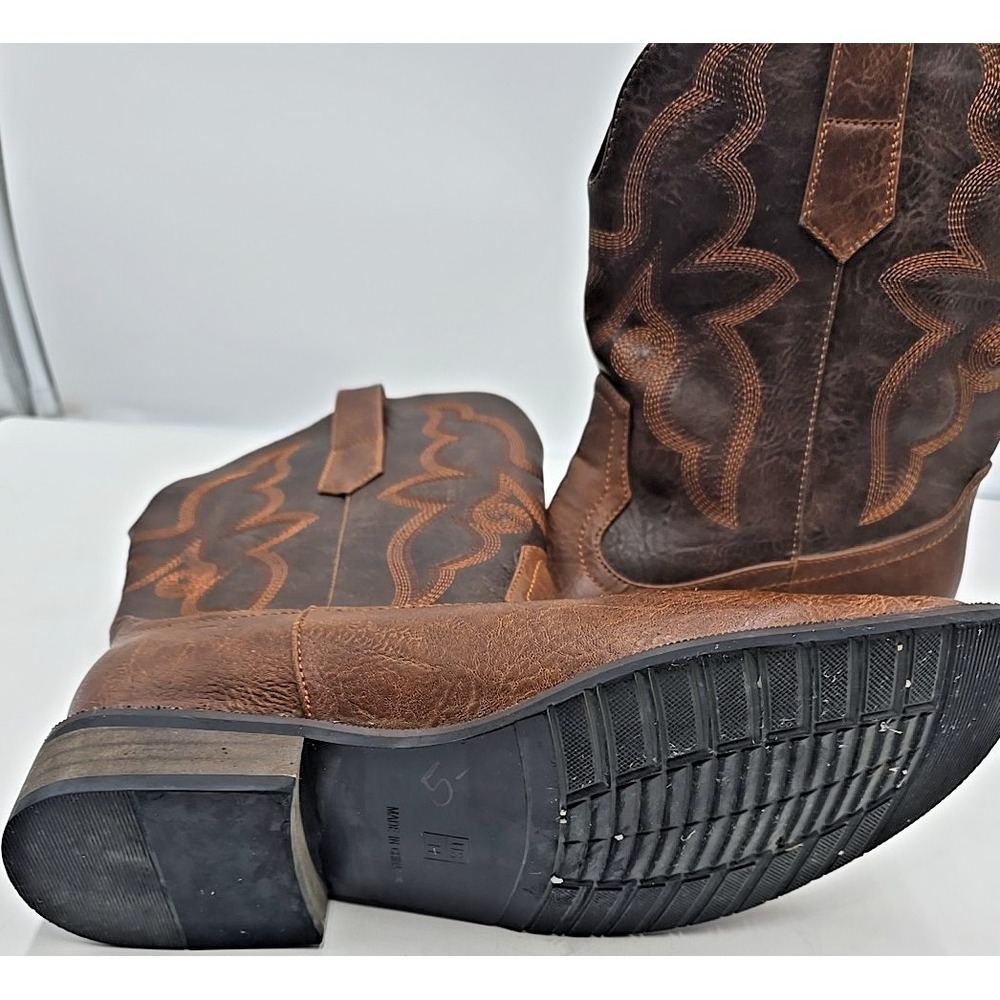 Men's Western Ranchwear Country Rodeo Square Toe Two Toned 11 - Picture 7 of 9